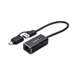 RASTO RH10鋁製USB 3.2轉RJ45千兆高速網卡轉接器+Type C雙接頭 免驅動 隨插即用, , large
