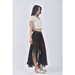 (M) 質感紡紗棉質黑色長裙二手衣, , large