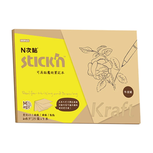 【N次貼】61337 牛皮紙系列-魔術筆記便條本 152x215mm 四款內頁 75張/5本/包 魔術筆記本-61337