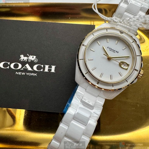 [星晴錶業]COACH手錶,34mm,CH00270白色錶面白錶殼白陶瓷錶帶款
