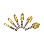 Hexagonal handle, titanium-plated, five-blade chamfering tool, , large