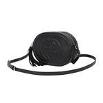 GUCCI SOHO 系列流蘇橢圓造型拉鍊斜背包/黑色, , large