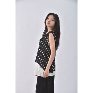 (S) jenny hsu假兩件黑色上衣二手衣