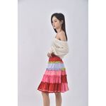 (S) why and 1 2質感撞色紅色短裙二手衣, , large