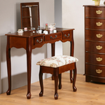 《C&B》加寬型英倫風掀鏡兩用化妝書桌椅組, , large