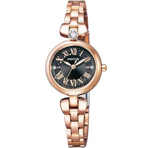 CITIZEN 星辰 Wicca 太陽能晶鑽女錶-玫瑰金x黑/23.5mm KP5-662-51