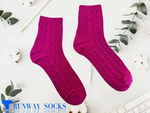 【伸展台】《RUNWAY SOCKS》日系 流行短襪 雙針筒1/2短襪 心型緹花 休閒運動 粉色 女款 1雙入, , large