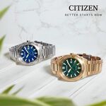 CITIZEN 星辰 玫瑰金限量版 光動能八角形格紋面手錶 BM7633-81X, , large