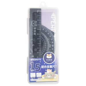 15cm Aluminum Alloy 4-Piece Ruler Set &ndash; Black