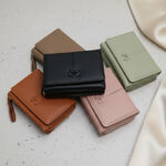 Ribbon&eacute; 柔霧翻蓋零錢中夾 女夾 韓系氣質皮夾 可愛短夾 人氣女用皮夾 情人節禮物, , large