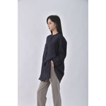 (L) muji質感亞麻純亞麻藍色長袖上衣二手衣, , large