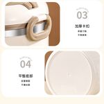 【A&R】升級版日式304不鏽鋼三層保溫飯盒附贈湯匙+保溫袋-微波款2500ML-米白尬紅邊, , large