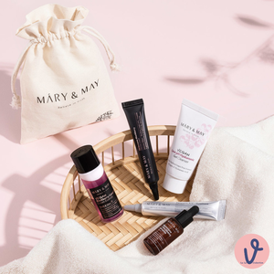 [LaLa V]韓國MARY&MAY 強效保濕護膚旅行五件組 潔面凝膠30ml+化妝水30ml+精華液10ml+面霜12g+眼霜12g