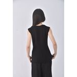 (S) uniqlo質感背心黑色上衣二手衣, , large