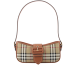 BURBERRY Sling 經典格紋風衣釦肩背包/經典米色/石楠木棕色, , large