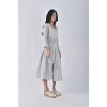 (S) proportion條紋排扣白色綁帶洋裝二手衣, , large