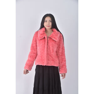 (S) wanko質感高領粉色外套二手衣