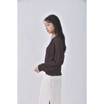 (S) strange質感圓領棕色長袖上衣二手衣, , large