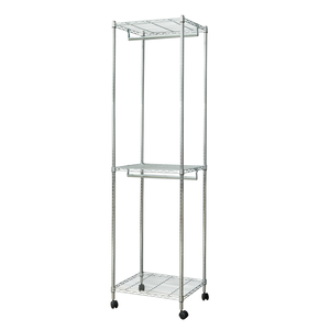 【Y HOUSE】60x45x210cm three-layer double-pole wavy wardrobe/painted shelf/clothes hanger/Tiltlis rack-silver