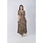 (S) 花紋棕色洋裝二手衣, , large