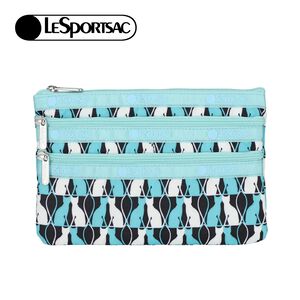 |快速出貨|Lesportsac 3-zip Cosmetic 三層拉鍊化妝包 - 鏡中貓影