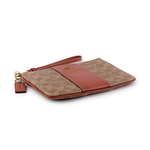 COACH 專櫃款經典CC Logo 撞色小款手拿包/焦糖/紅棕色, , large