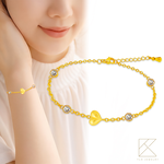 【TLH】黃金墜手鍊 純金999 蜜桃甜心 約重0.05錢±0.01, , large