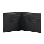 PRADA 銀字Logo 粒紋牛皮對開8卡短夾/黑色, , large