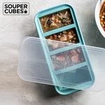 官方直營【Souper Cubes】多功能食品級矽膠保鮮盒4格_湖水綠(250ML/格), , large