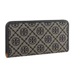 Tory Burch T Monogram 緹花薄款釦式對開長夾/海軍藍, , large