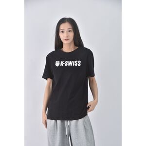 (S) k swiss質感棉質純棉黑色短袖上衣二手衣