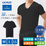 【日本郡是Gunze】日本製 COOLMAGIC 男士機能涼感 V領 短袖內衣 T-shirt-白色/黑色(M/L/LL), , large