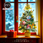 摩達客-60cm(2尺)高級PVC植雪麻布圓底座聖誕樹+童話彩繪木牌吊飾漾金系飾品組/不含燈/本島免運費/歐美外銷人氣款, , large