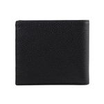 PRADA 銀字Logo 粒紋牛皮對開8卡短夾/黑色, , large