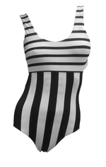 QXHEE.T.台灣製．平口背心式連身泳衣QX-M07  經典黑-L, , large