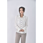 (M) kinloch anderson質感格紋白色長袖上衣二手衣, , large