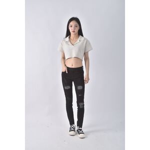 (S) guess緊身黑色長褲二手衣