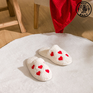 【SOLO Vintage】LCW Home Hearts Indoor Plush Slippers Made in Turkey 38-39