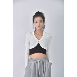 (S) 【安于晴Charlene私服】質感修身短版白色罩衫二手衣