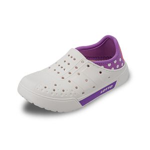 LOTTO童輕量洞洞鞋-白紫20cm
