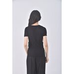 (S) sham yaw條紋黑色短袖上衣二手衣, , large