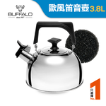 【Buffalo牛頭牌】歐風304不鏽鋼笛音壺3.8L(SGS認證安全無毒/煮水壺/燒水壺/開水壺/IH電磁爐適用), , large