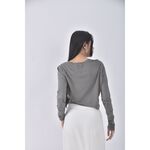 (S) wear to eat修身短版灰色長袖上衣二手衣, , large