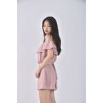 (S) shein高腰綁帶粉色連身裝二手衣, , large