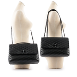 TORY BURCH Kira 黑釦縫線設計肩背/斜背二用包/黑色, , large