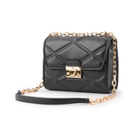 Michael Kors Serena 縫線菱格紋肩背/斜背鍊包/中款/黑色, , large