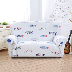 【格藍傢飾】加大版 抽繩專利沙發套-小魚兒 高品質 親膚透氣 沙發罩 沙發布套 彈力