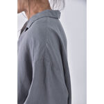 (2XL) uniqlo質感亞麻素面灰色短袖上衣二手衣, , large