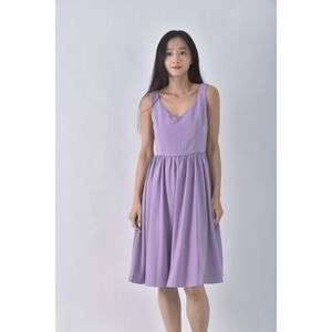(S) lancylancy無袖V領紫色洋裝二手衣