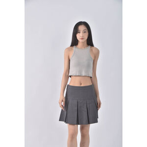 (M) 質感百褶灰色短裙二手衣